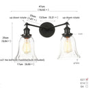 Axyaa Glass Black LED Wall Sconce 2 Heads Vintage Bedroom Bathroom Light