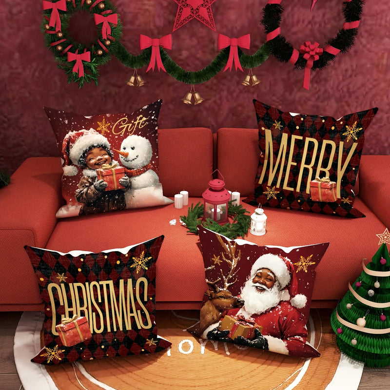 Axyaa Christmas Pillowcase: Santa Claus Snowman Design for Home Sofa Decoration