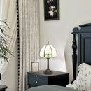Axyaa 8-Inch Glass Shade Lamp with Bronzed Base, Four-leaf Clover Design for Indoor Lighting