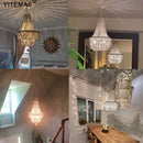 Axyaa French Country Bead Chandelier: Elegant 3/5-Light Wood Hanging Fixture