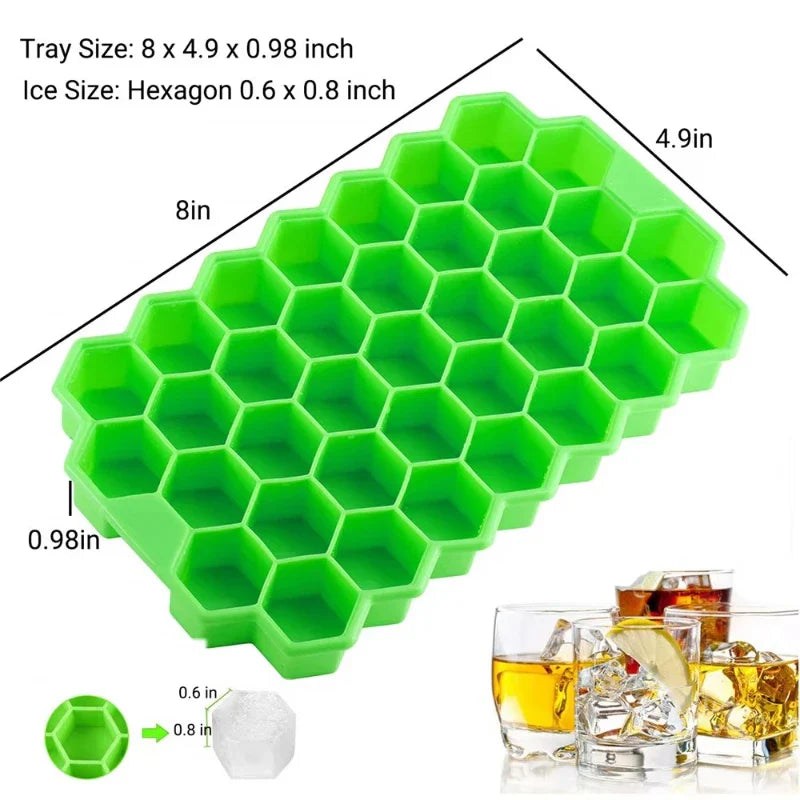 Axyaa Silicone Honeycomb Ice Mold with Lid for Cocktails & Whiskey