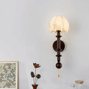 Axyaa Solid Wood Wall Lamp French Retro Fabric Printing Bedroom Lighting