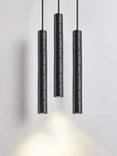 Axya Natural Black Stone Tube Pendant Chandelier for Bedroom and Home Room