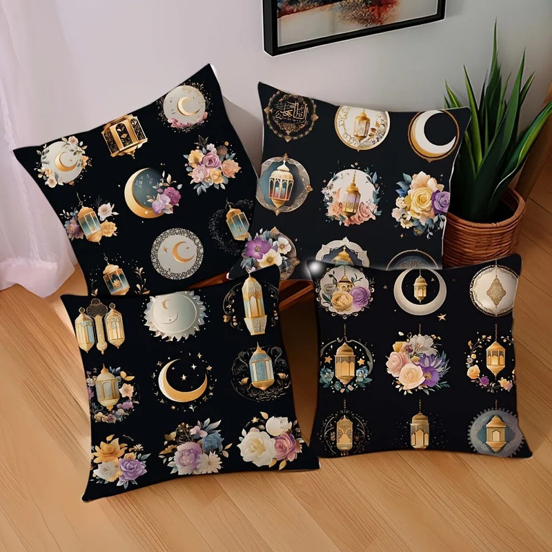 Axyaa Ramadan Floral Crescent Moon Fasting Lamp Pillowcase