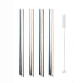 Axyaa Stainless Steel Milkshake Straws Set of 5 with Cleaning Brush