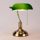 Axyaa European Antique Style Brass Desk Lamp Green Banker Reading Light