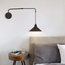 Axyaa Black Metal Wall Lamp: Bedroom Reading Light with Adjustable Long Arm