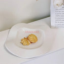 Axyaa Irregular White Breakfast Plate - Creative Household Dish for Dessert and Dim Sum