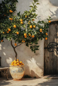 Axyaa Lemon Orange Olive Tree Canvas Poster: Mediterranean Greek Landscape Wall Art for Modern Home