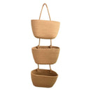 Axyaa 3-Layer Handwoven Wall Hanging Storage Basket - Multiuse Door Storage Pouch