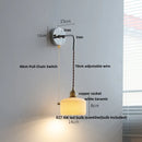 Axyaa Ash Wood LED Wall Light with Pull Chain Switch, Japanese Style Bedside Lamp
