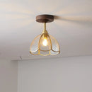 Axyaa Glass Wood LED Ceiling Lamp Modern Indoor Lighting for Kitchen Living Room
