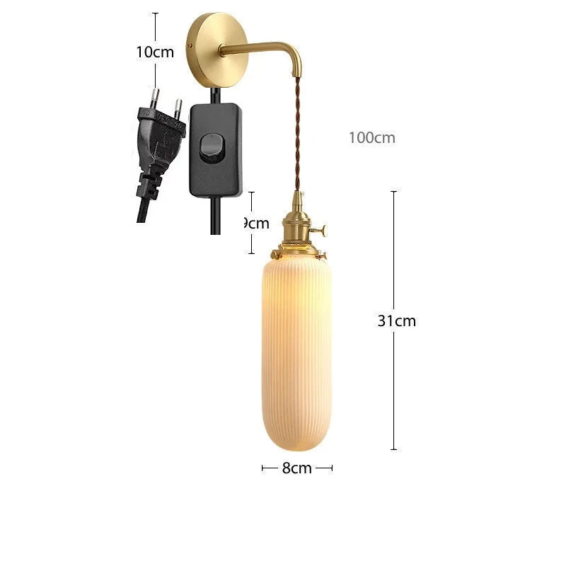 Axyaa Nordic LED Wall Light - Adjustable Copper Ceramic Fixture for Bedroom Living Room