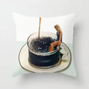 Axyaa Coffee Print Polyester Throw Pillow Case for Home Sofa Chair Decor