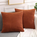 Axyaa Corduroy Striped Pillow Covers Army Green 18x18 - Super Soft Boho Decor for Couch