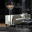 Axyaa Art Deco Crystal Marble Led Floor Lamp in Golden Black Stainless Steel