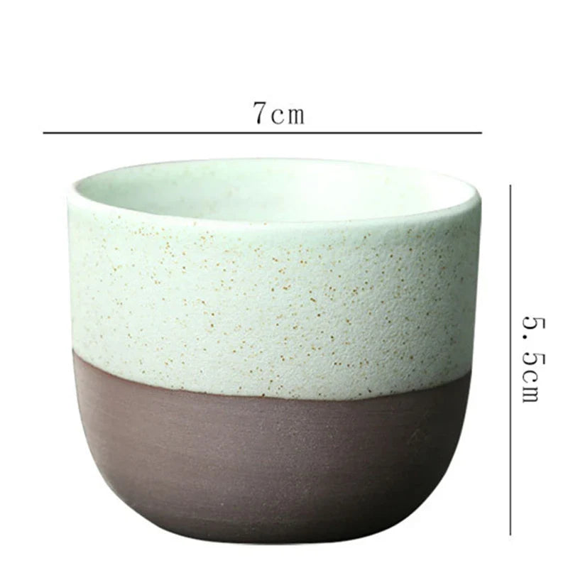 Axyaa Retro Rough Pottery Teacups Set, Handmade Ceramic Coffee Mug, Kung Fu Tea Cup