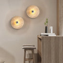 Axyaa Wabi Sabi LED Wall Lamp Circular Yellow Travertine Bedroom Bathroom Mirror Light