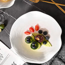 Axyaa French Ruffled Ceramic Deep Plate | Elegant White 3D Relief Design