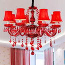 Axyaa Modern Red Crystal Chandelier for Living Room Bedroom Kitchen - Romantic Lighting
