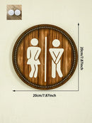 Axyaa Macrame Toilet Sign Wall Decor, Men & Women Bathroom Symbol Plaque