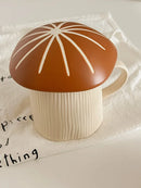 Axyaa Red Mushroom Ceramic Coffee Cup with Lid - 350ml