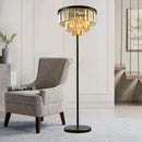Axyaa Gray Crystal Classic Black Standing Light for Modern Luxury Living Room