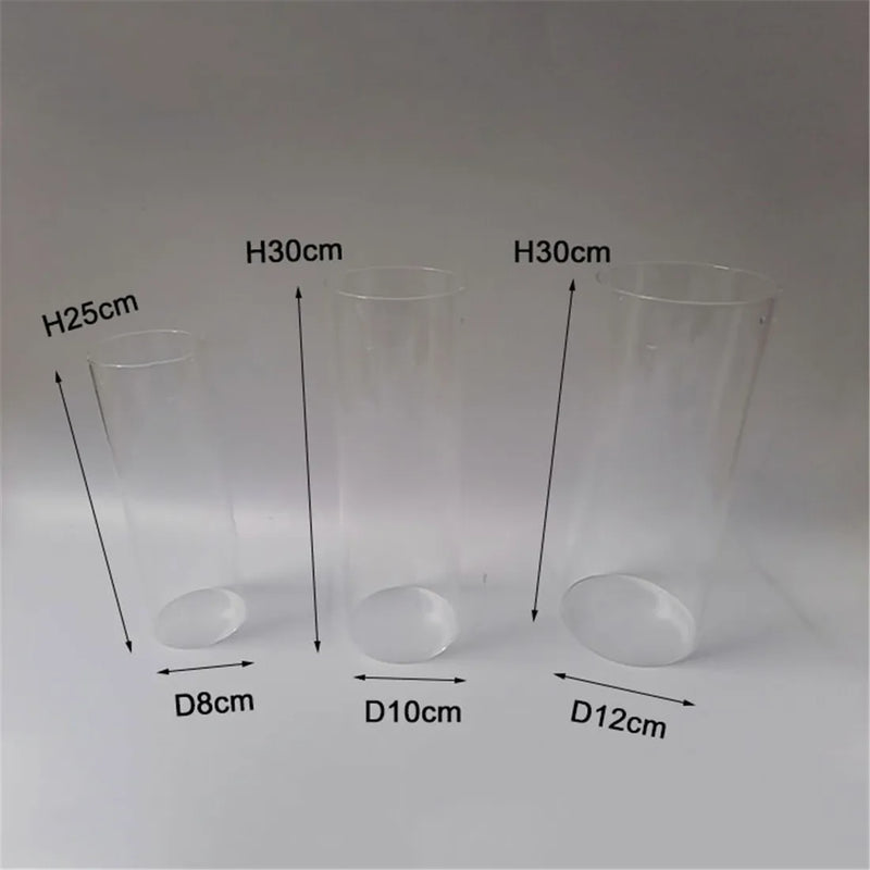 Axyaa Tall Glass Hurricane Lamp Shade with 3-Hole Candle Holder
