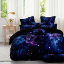 Axyaa Purple Star Galaxy Print Duvet Cover Set - Soft Microfiber Bedding