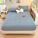 Axyaa Plush Jacquard Velvet Fitted Bed Sheet for Double King Queen Bed