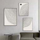 Axyaa Beige Black Lines Abstract Canvas Wall Art: Modern Minimalist Nordic Living Room Decor