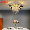 Axyaa Crystal LED Ceiling Chandelier for Kitchen Living Room Chrome Lighting