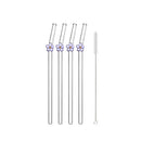 Axyaa Flower Glass Straws: Reusable Drinking Straw Set for Smoothies, Cocktails & More