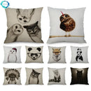 Axyaa Owl Linen Pillowcase 45x45cm Decorative Cushion Cover Sofa Throw Pillows Case