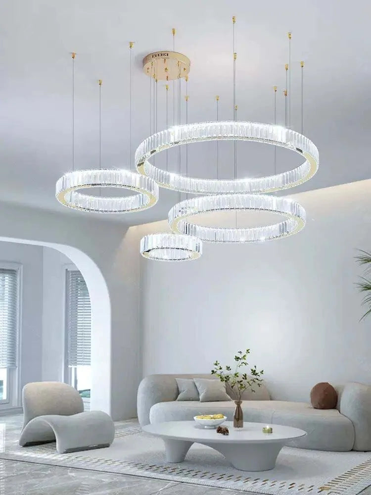 Axyaa Crystal Chandeliers: Luxury Villa Staircase LED Lighting