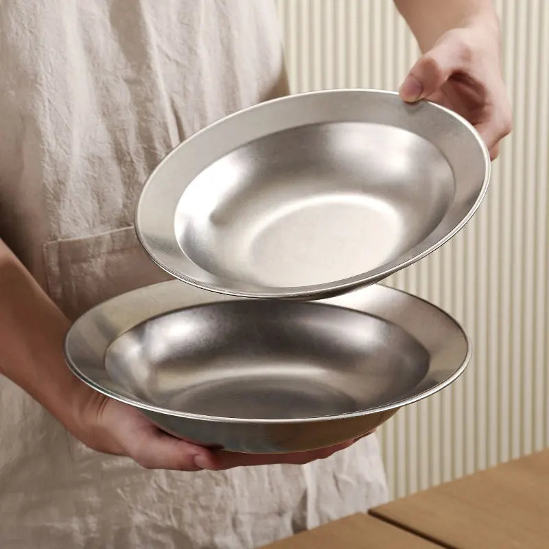 Axyaa Stainless Steel Spaghetti Plate & Fruit Salad Bowl - Kitchen Tools