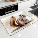 Axyaa Watercolor Squirrel Cartoon Absorbent Drying Mat, Antiskid & Quick Dry