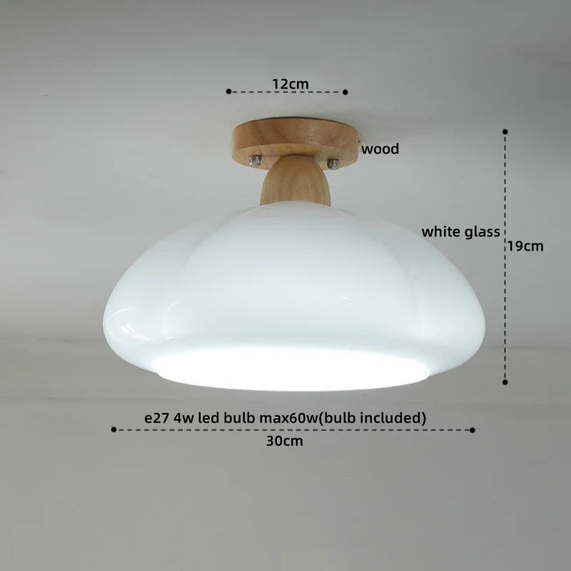 Axyaa Cream LED Ceiling Lamp Halloween Decor Cotton Nordic Lights Fixtures