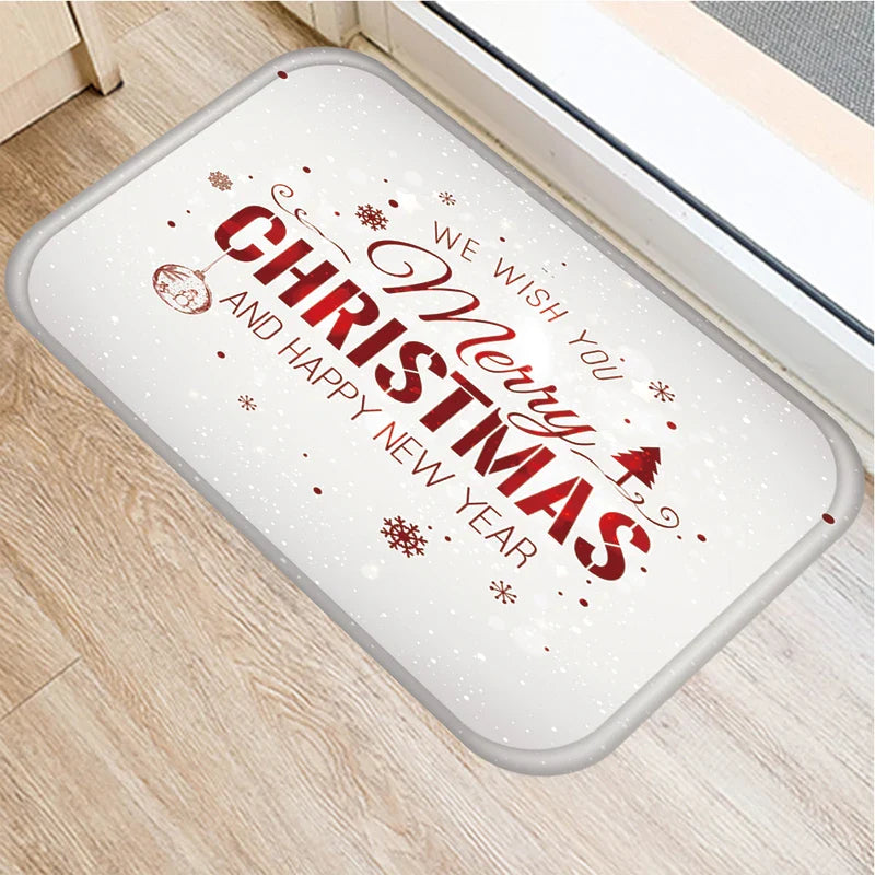 Axyaa Christmas New Year Home Decor Entrance Door Mat Non-Slip Living Room Hallway Carpet