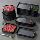 Axyaa Melamine Black Dinner Plate Set - Thick Sushi Pans, Imitation Porcelain Tray