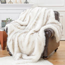 Axyaa Luxury Faux Fur Plaid Throw Blanket for Sofa and Bed