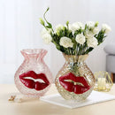 Axyaa Glass Lips Flower Arrangement Home Decoration