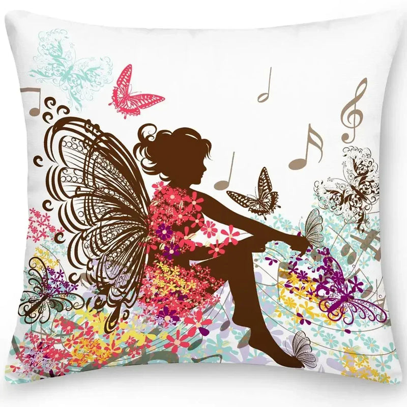 Axyaa Butterfly Flower Cushion Cover - Elegant Home & Office Decor