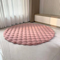 Axyaa Rabbit Hair Bubble Velvet Round Rug Plush Imitation Fur Mat for Home Decor