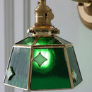 Axyaa Green Glass LED Wall Sconce with Copper Knob Switch