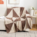 Axyaa Deer Plush Geometric Knitted Jacquard Blanket - Soft & Cozy Office Nap Blanket