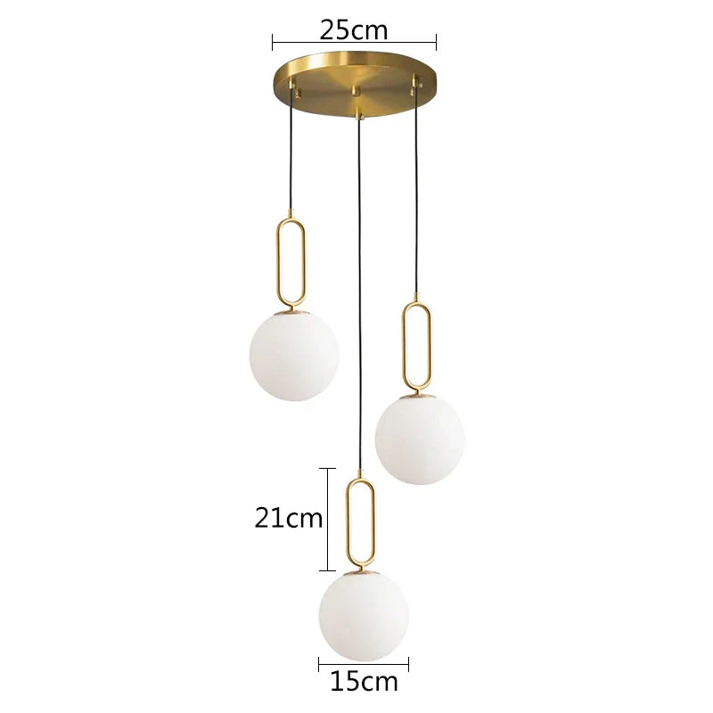 Axya Glass Ball Brass Pendant Lamp - Modern Nordic LED HangLamp