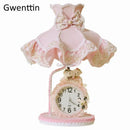 Axyaa Modern Princess Table Lamp with Clock for Children Bedroom Home Decor