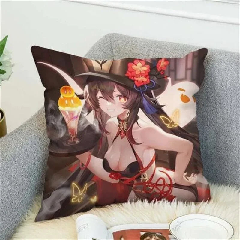 Axyaa Anime Genshin Impact Pillow Case Decor Cover for Bed and Sofa