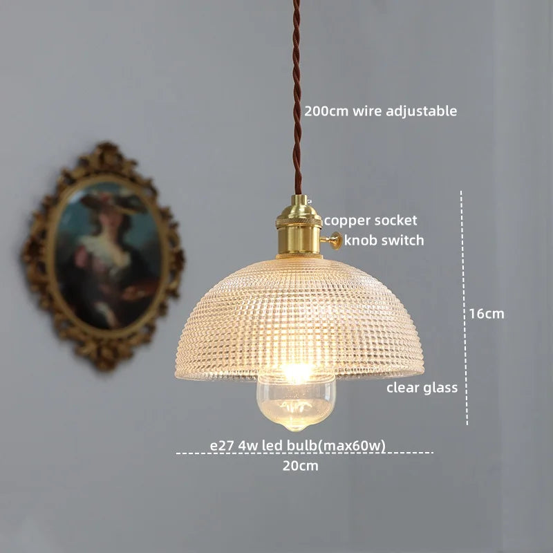 Axyaa Modern LED Glass Copper Pendant Light with Knob Switch